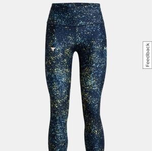 Under Armour Project Rock Heat Gear Speckled Black and Blue Leggings